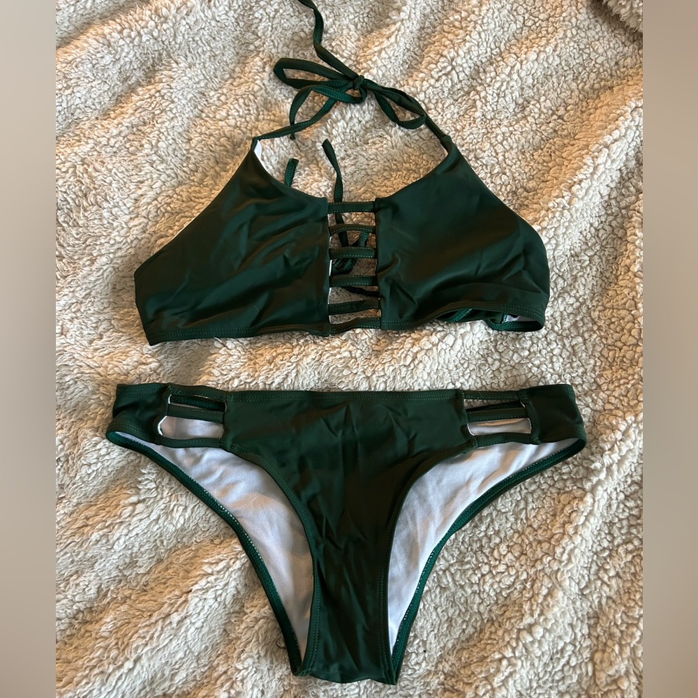 Green Halter Bikini Set